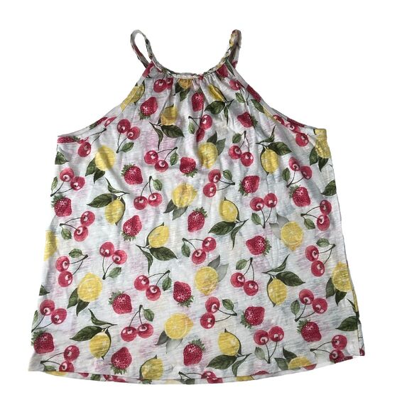 isaac mizrahi Women’s Linen Blend Lemon Cherry Strawberry Print Tank Medium NWT - Picture 3 of 14